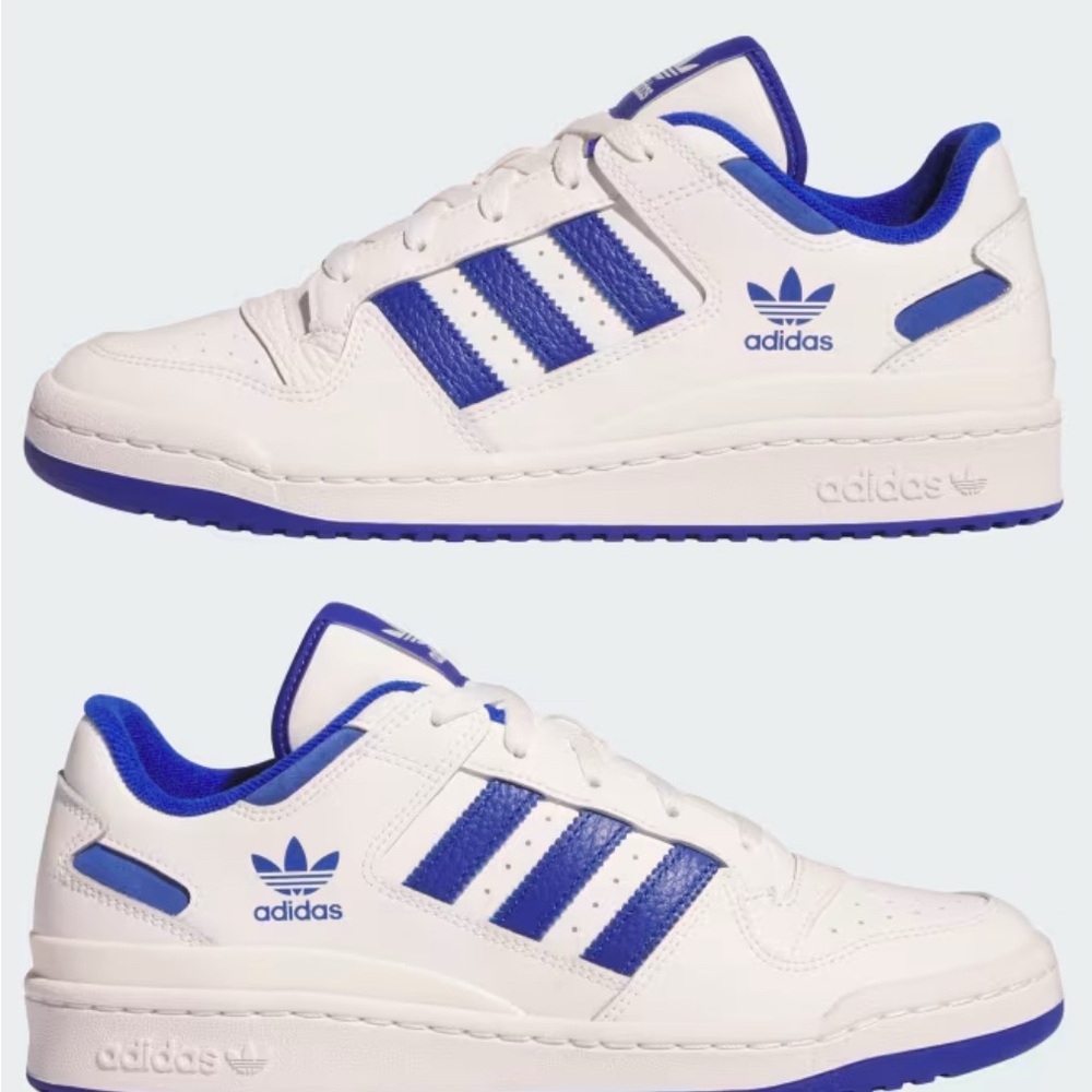 Adidas Forum Low CL White and Royal Blue Trainers- NWT size 7W